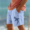 Men's Cotton Shorts Summer Shorts Beach Shorts Print Drawstring Elastic Waist Animal Fish Comfort Breathable Short Outdoor Holiday Going out Cotton Blend Hawaiian Casual White Blue White