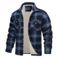 Men's Shirt Jacket Casual Jacket Shacket Outdoor Daily Wear Warm Fall Winter Plaid Fashion Streetwear Lapel Regular Black Wine Blue Orange Green Jacket