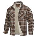 Men's Shirt Jacket Casual Jacket Shacket Outdoor Daily Wear Warm Fall Winter Plaid Fashion Streetwear Lapel Regular Black Wine Blue Orange Green Jacket