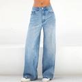 Women's Jeans Wide Leg Baggy Cotton Jeans Micro-elastic Retro Party Daily Blue Dark Blue XS S Spring Fall