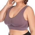Curve Plus Size Backless Hole Solid Color Casual U Neck Fall Winter Wireless Bras Full Coverage Bra Watermelon Red Bean Paste Purple Black Big Size L XL 2XL 3XL 4XL