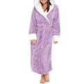 Women's Pajamas Bathrobe Robes Gown Pure Color Warm Plush Comfort Home Daily Bed Polyester Breathable Hoodie Long Sleeve Pocket Fall Winter Red Lavender
