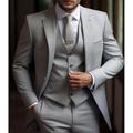 Pink Navy Blue Sky Blue Men's Wedding Suits Solid Colored 3 Piece Daily Business Formal Tailored Fit Single Breasted Two-buttons 2024