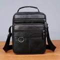 Men's Crossbody Bag Shoulder Bag Satchel Leather Outdoor Daily Holiday Zipper Large Capacity Waterproof Lightweight Solid Color Black