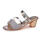 Women's Sandals Dress Shoes Sparkly Sandals Party Daily Solid Color Summer Block Heel Low Heel Chunky Heel Open Toe Elegant Casual PU Leather PU Loafer Black Silver Gold