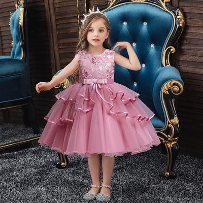 Kids Girls' Flower Girl Dress Dress Sequin Sleeveless Performance Wedding Party Mesh Patchwork Sweet Cotton Knee-length Tulle Dress Summer Spring Fall 4-12 Years Pink Red Blue