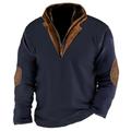 Men's Sweatshirt Quarter Zip Sweatshirt Navy Blue Standing Collar Color Block Sports Outdoor Daily Holiday Streetwear Basic Casual Spring Fall Clothing Apparel Hoodies Sweatshirts