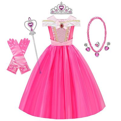 Sleeping Beauty Beauty and the Beast Fairytale Princess Belle Flower Girl Dress Theme Party Costume Tulle Dresses Girls' Movie Cosplay Halloween Yellow With Accessories Dress World Book Day Costumes