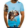 Men's Unisex Shirt T shirt Tee Tee Funny T Shirts Graphic Prints Squirrel Round Neck Blue 3D Print Plus Size Casual Daily Short Sleeve Print Clothing Apparel Fashion Designer Basic Big and Tall