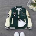 Kids Boys Baseball Jackets Outerwear Graphic Letter Long Sleeve Coat School Cool Daily Black Green Spring Fall 7-13 Years