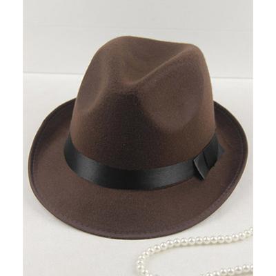 Men's Fedora Hat Brim Hat Black Wine Woolen Fedoras events Festival Plain UV Sun Protection Sunscreen