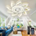 LED Ceiling Fans Dimmable with Remote Contral Flower Design 20/39 5/9-Heads Flush Mount Ceiling Lamp Acrylic Lampshade Chandelier Bedroom Living Room