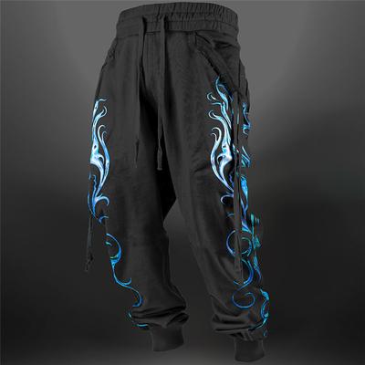 Flame Abstract Men's 3D Print Sweatpants Joggers Pants Trousers Outdoor Street Casual Daily Polyester Yellow Blue Purple S M L Mid Waist Elasticity Pants