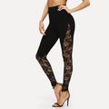 Women's Tights Leggings Jeggings Solid Colored Full Length Stretchy Mid Waist Sexy Black S M Spring Fall