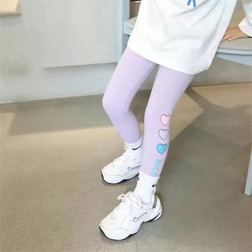 Kids Girls' Leggings Heart Active Training 4-12 Years Spring Black White Purple