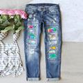 Women's Jeans Denim Solid Colored Full Length Medium Waist Fashion Trousers Daily Wear Casual Daily Deep Green Deep Pink S M Spring, Fall, Winter, Summer