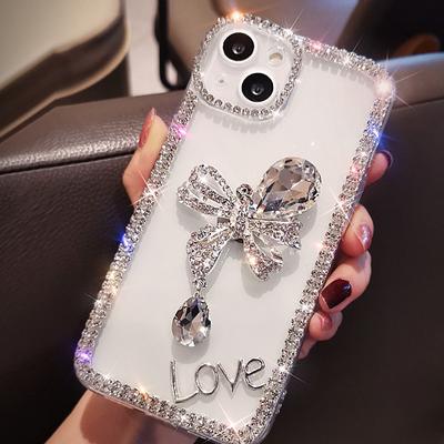 Phone Case For iPhone 16e iPhone 15 Pro Max Plus iPhone 14 13 12 11 Pro Max Mini X XR XS Max 8 7 Plus Back Cover Crystal Clear for Women Girl Bling Glitter Shiny Shockproof Butterfly Rhinestone