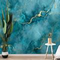 Marble Abstract Blue Gold 3D Wallpaper Roll Mural Wall Covering Sticker Peel and Stick Removable PVC/Vinyl Material Self Adhesive/Adhesive Required Wall Decor for Living Room Kitchen Bathroom