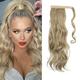 22 Ponytail Extension Long Dirty Blonde Pony Tail Wrap Around Clip in Hair Extensions Curly Wavy Synthetic High Resistant Fiber Fake Hairpiece for White Women