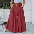 Women's Skirt A Line Swing Long Skirt Maxi High Waist Skirts Pocket Solid Colored Street Daily Winter Polyester Fashion Casual Black Wine Royal Blue