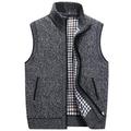 Men's Vest Daily Wear Going out Festival Business Basic Fall Winter Pocket Polyester Warm Breathable Soft Comfortable Solid Colored Zipper Standing Collar Regular Fit Azure Burgundy Light Grey Dark