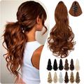 Ponytail Extension Claw 18 Long Curly Wavy Clip in Natural Looking Synthetic Hair Extension Ponytail Hairpiece for Women Light Brown mix Ash Blonde