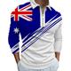 Men's Polo Shirt Golf Shirt National Flag Collar White Blue Black White Blue Blue-White 3D Print Outdoor Street Long Sleeve Zipper 3D Print Clothing Apparel Fashion Casual Breathable Comfortable