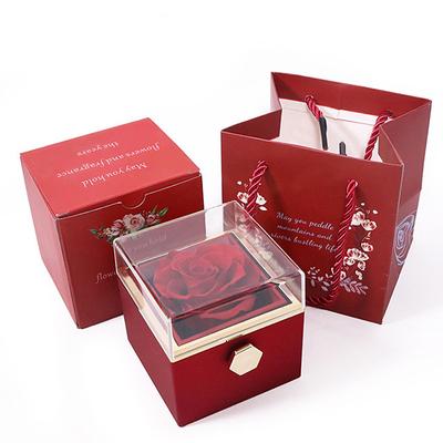 Real Eternal Rose Rotating Gift Box Set Romantic Eternal Flower Birthday, Mothers Day, Gifts for Women, Valentine's Day Gift