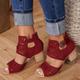 Women's Sandals Block Heel Sandals Sandals Boots Summer Boots Ankle Strap Sandals Outdoor Beach Solid Color Booties Ankle Boots Summer Chunky Heel Elegant Casual Satin Buckle Black Red Blue