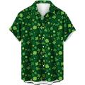 St.Patrick's Day Men's Shirt Summer Hawaiian Shirt Graphic Prints Saint Patrick Day St. Patrick's Day Clover Turndown Light Yellow Green / Black Olive Green Black Army Green Army GreenArmy Green