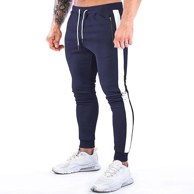 Men's Joggers Drawstring Zipper Pocket Pants / Trousers Athletic Athleisure Spring Fall Winter Cotton Soft Moisture Wicking Breathable Gym Workout Training Exercise Sportswear Activewear Stripes
