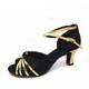 Women's Latin Shoes Ballroom Dance Shoes Salsa Shoes Line Dance Performance Indoor ChaCha Sparkling Shoes Sandal Practice Glitter Flared Heel Buckle Kid's Black Silver Gold