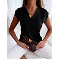 Women's Shirt Blouse Tank Top Camis Black White Red Plain Patchwork Short Sleeve Daily Casual V Neck Regular S