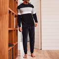 Men's Loungewear Sleepwear Pajama Set Pajama Top and Pant 2 Pieces Stripe Stylish Casual Comfort Home Daily Flannel Comfort Crew Neck Long Sleeve Pullover Jogger Pants Elastic Waist Summer Spring