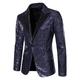 Male Blazer Party / Cocktail Bar Reflective Logo Sequin All Seasons Sequin Traditional / Classic Lapel Regular Silver White Dark Navy Green Rainbow Jacket