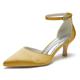 Women's Wedding Shoes Pumps Sexy Minimalism Bridal Bridesmaid Shoes Silver Wine Black Pointed Toe Satin Buckle Hollow-out Cone Heel Shoes Valentines Gifts Party