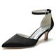 Women's Wedding Shoes Pumps Sexy Minimalism Bridal Bridesmaid Shoes Silver Wine Black Pointed Toe Satin Buckle Hollow-out Cone Heel Shoes Valentines Gifts Party