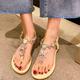 Women's Sandals Bling Bling Shoes Sparkling Shoes Comfort Shoes Daily Beach Solid Color Summer Rhinestone Low Heel Open Toe Casual PU Loafer Green Apricot Beige