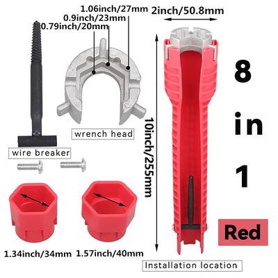 1pc 8 In 1 Sink Faucet Wrench Repair Tool, Non-slip Kitchen Bathroom Faucet And Sink Installer, Wrench Tool For Repairing Plumbing