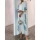 Women's Prom Dress Party Dress Satin Dress Long Dress Maxi Dress White Purple Green Long Sleeve Floral Button Spring Fall Winter V Neck Fashion Evening Party Wedding Guest Fall Dress 2023 S M L XL