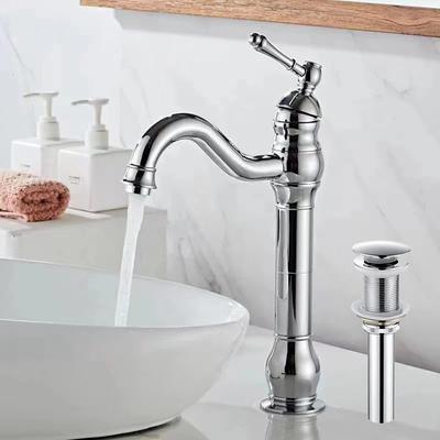 Bathroom Sink Mixer Faucet Antique Brass ORB, 360 Rotatable Basin Tap Single Handle Deck Mounted, Traditional Washroom Vessel Bath Taps