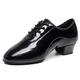 SUNLISA Men's Latin Shoes Modern Shoes Dance Shoes Prom Ballroom Dance Lace Up Split Sole Leather Sole Thick Heel Closed Toe Lace-up Adults' Black