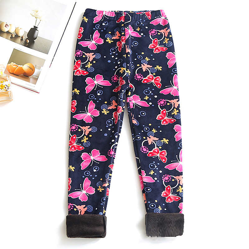 Kids Girls' Leggings Heart Active Outdoor 7-13 Years Fall Leopard Print Navy blue dots Colorful hearts