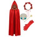 Little Red Riding Hood Princess Fairytale Girls' Movie Cosplay Cute Red Halloween Children's Day Gloves Cloak Earrings