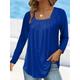 Women's T shirt Tee BurgundyTee Plain Casual Blue long sleeve Long Sleeve Daily Basic Beach Square Neck Fall Winter