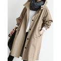 Women's Trench Coat Fall Windproof Warm Overcoat Waterproof Raincoat with Pockets Winter Comtemporary Stylish Casual Jacket Long Sleeve Black Dark Navy Khaki