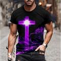 Casual Men's 3D Print T shirt Deep Purple Heather Gray Black Short Sleeve Crew Neck Shirt Summer Clothing Apparel Normal S M L XL XXL XXXL