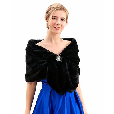 1920s Bride Wedding Fur Shawls and Wraps Winter Bridal Faux Fox Fur Stoles and Scarfs for Women and Bridesmaids