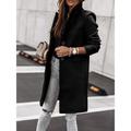 Women's Winter Coat Long Overcoat Fall Stand Collar Trench Coat Warm Windproof Pea Coat with Pockets Formal Stylish Casual Street Jacket Long Sleeve Black White Khaki