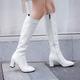 Women's Boots Costume Shoes Go Go Boots Costume Boots Daily Solid Colored Knee High Boots Winter Block Heel Round Toe Sexy Patent Leather PU Zipper Black White Red